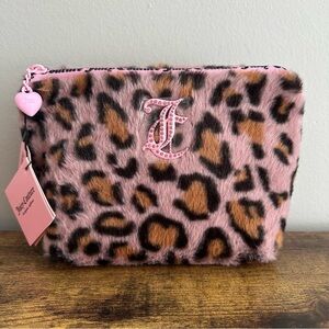 New Juicy Couture Pink Leopard Makeup Cosmetic Travel Bag Bottle Brown Black
